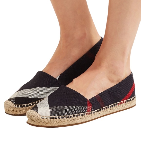 Navy blue nova outer fabric inner leather espadrilles.Size 7M/37 Burberry - Picture 2 of 6